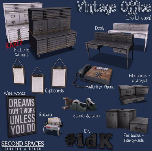Second life marketplace second spaces vintage office file boxes